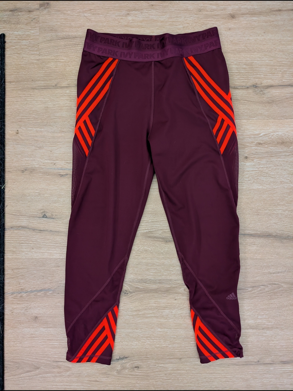 Adidas X Ivy Park Beyonce Burgundy & Orange Performance Leggings